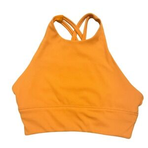 Papaya Active Womens Orange Ribbed High Neck Strappy Back Sports Bra Large